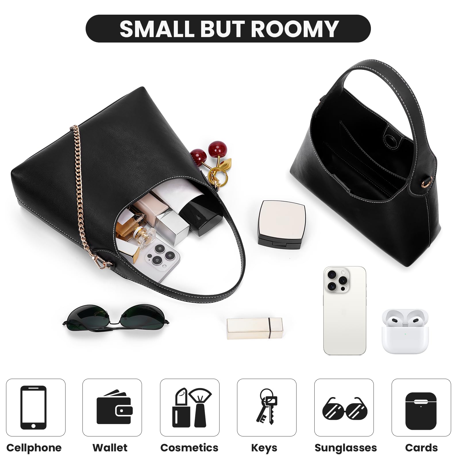 Trendy Women's Hobo Purse - Genuine Leather Shoulder Bag & Crossbody Tote - Small Cherry Retro Handbag for Fall Fashion | Perfect for Work, Travel & Everyday Use