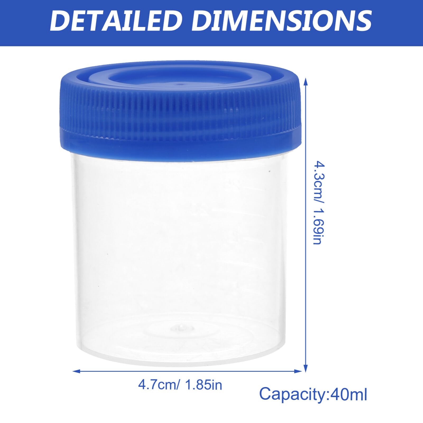 50pcs 40ml Sterile Plastic Urine Specimen Collection Cups with Lids - Medical Urine Testing Containers for Home, Clinic & Lab Use (Random Colors)