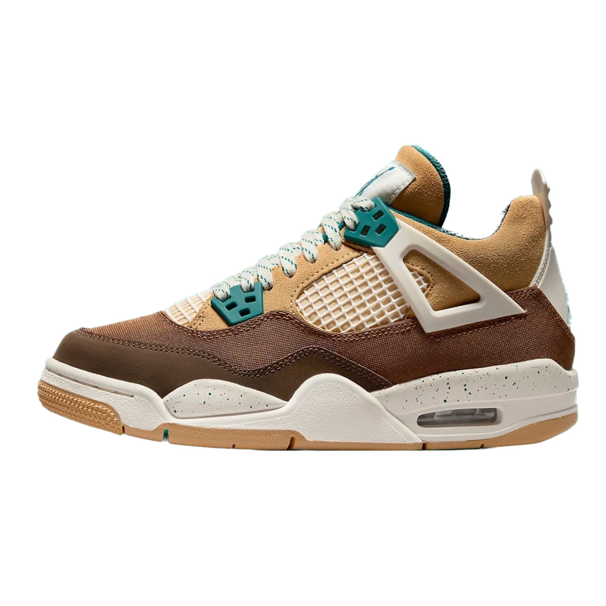 Air Jordan 4 Retro GS Sneakers - Cacao Wow/Geode Teal/Ale Brown/Twine/Sail/Luminous Green Colorway | Basketball Shoes for Kids & Teens | Perfect for School, Sports & Casual Wear