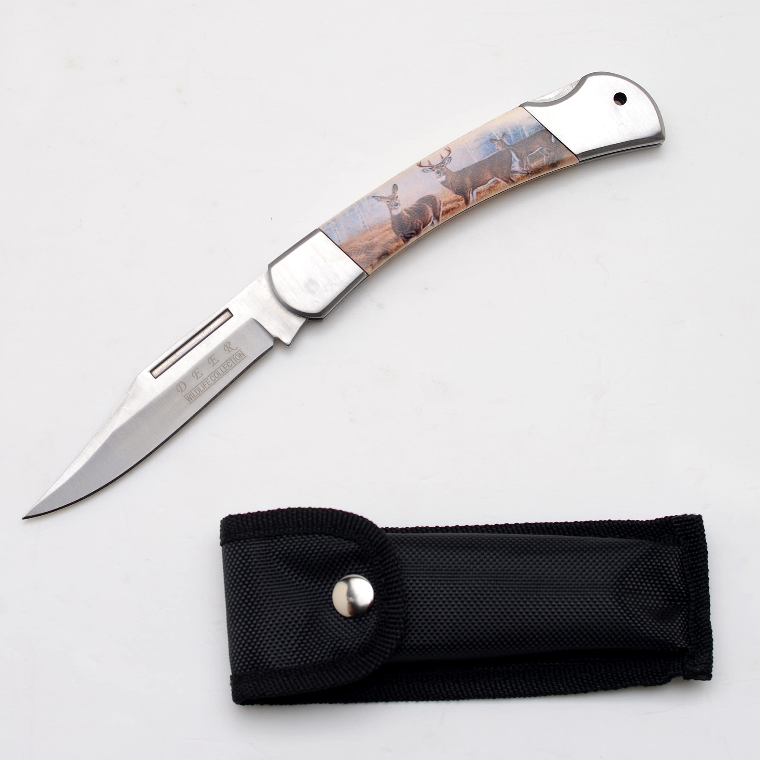 Snake Eye Tactical Lockback Folding Pocket Knife - Premium Collector's Edition with Stag Handle for Outdoor Camping, Hunting & Survival