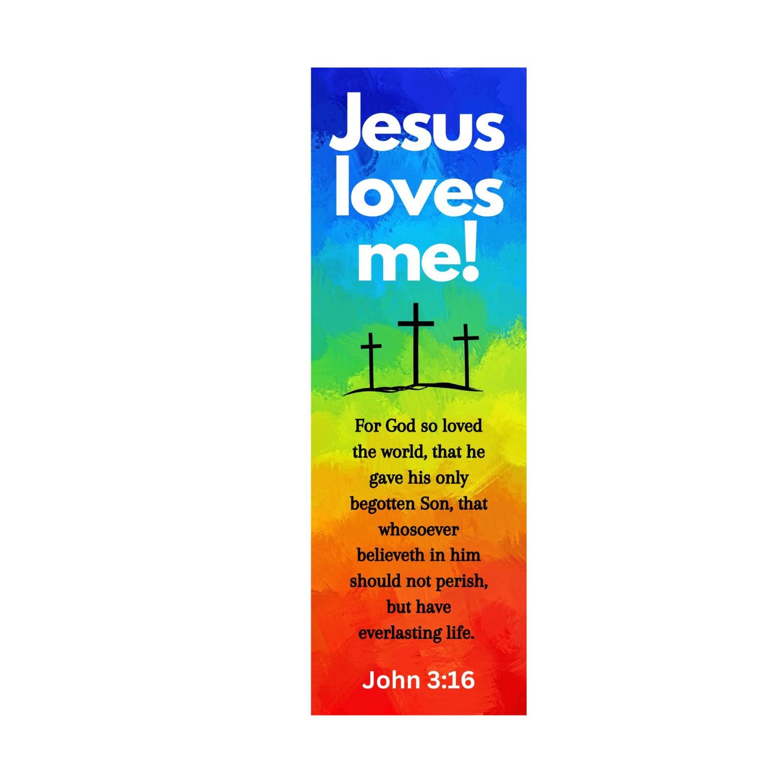 Jesus Loves Me Bookmarks - John 3:16 Bible Verse Religious Bookmark Set | Premium USA-Made Mega Pack (100 Count) | Rainbow Cross Design for Kids, VBS, Sunday School & Bible Study Gifts