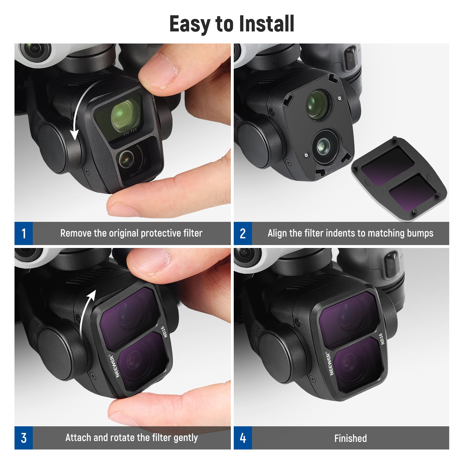 NEEWER FL A23 4-Pack ND & CPL Filter Kit for DJI Air 3 Drone - Enhance Aerial Photography with UV Protection & Reduced Glare for Stunning Landscape & Travel Videos