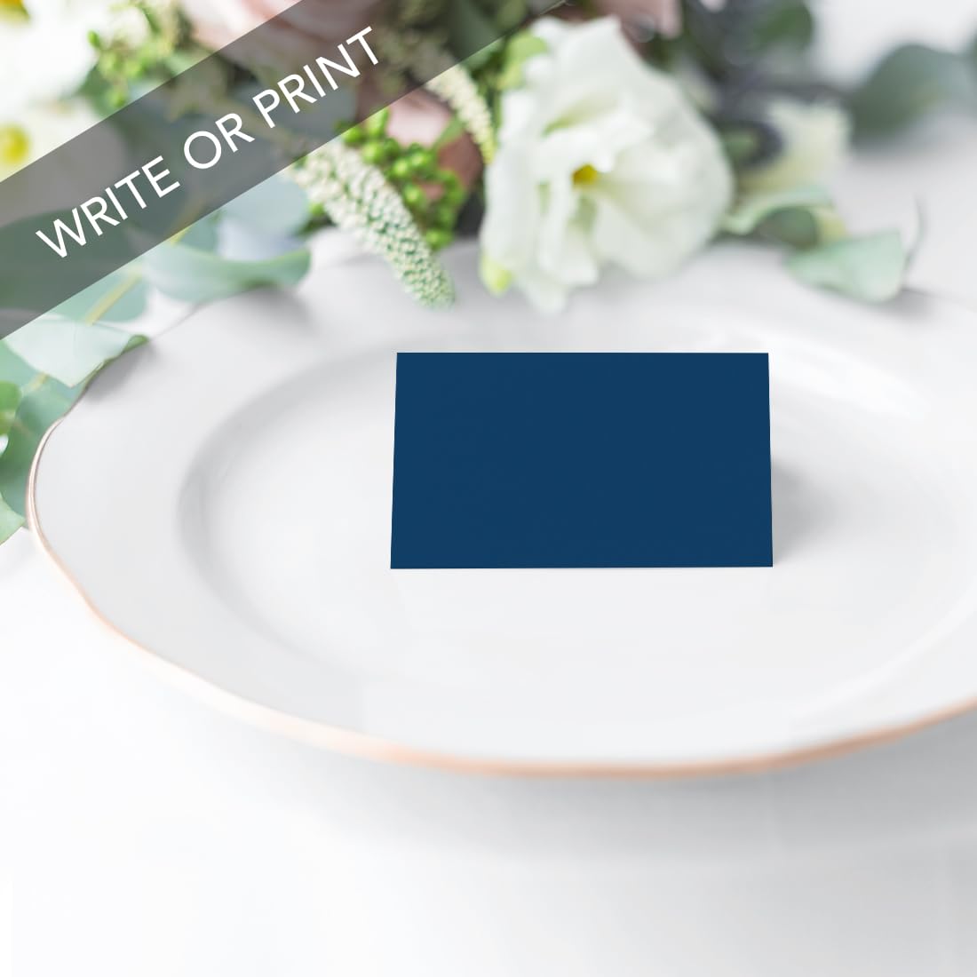 Andaz Press Printable Table Tent Place Cards - Navy Blue 20-Pack Blank Name Cards for Wedding, Baby Shower & Graduation Events | Perfect for Seating Arrangements, Buffet Labels & Table Settings