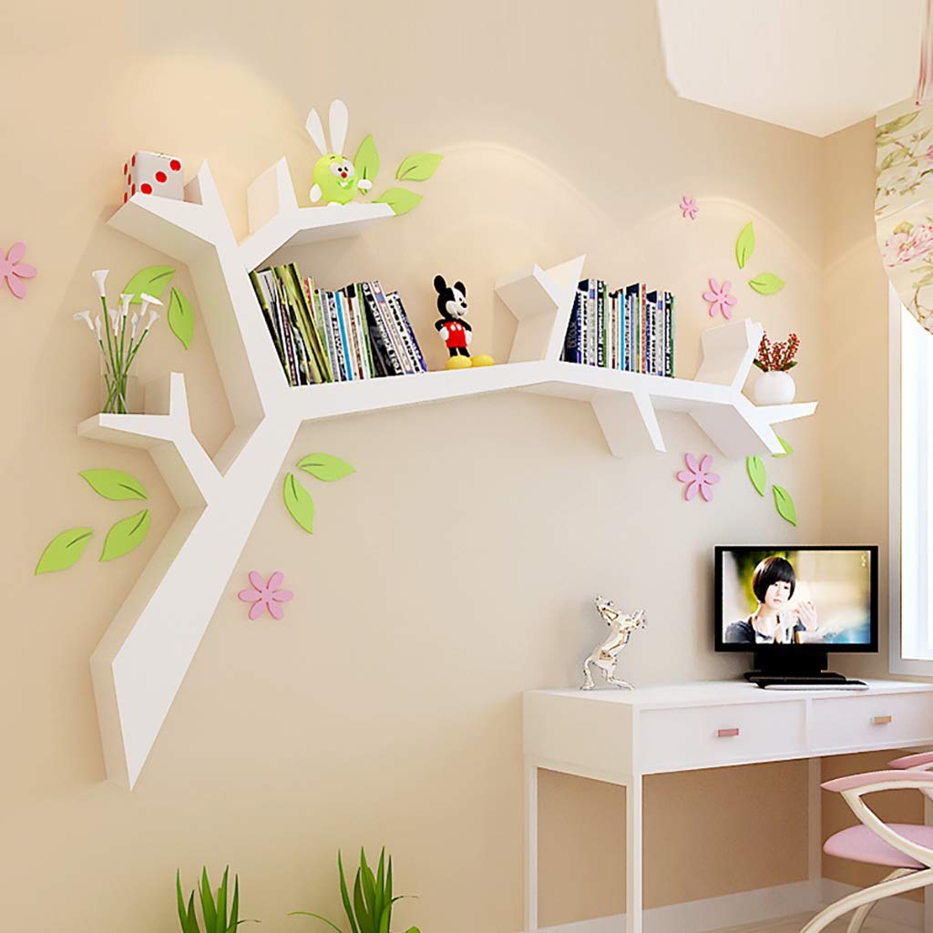 Creative Tree-Shaped Wall Bookshelf - Modern Minimalist Lattice Display Shelf for Living Room, Study & Bedroom - Hanging Wall Shelf for Books, Plants & Decor (120x90cm, Color A1) - Perfect for Small Spaces & Home Organization