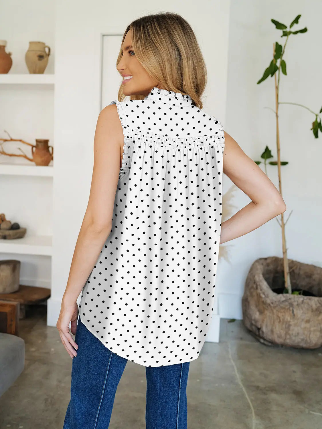 Frill Printed Mock Neck Top for Women - Stylish Blouse for Casual Wear, Office & Date Night | Trendy Floral Design & Comfortable Fit