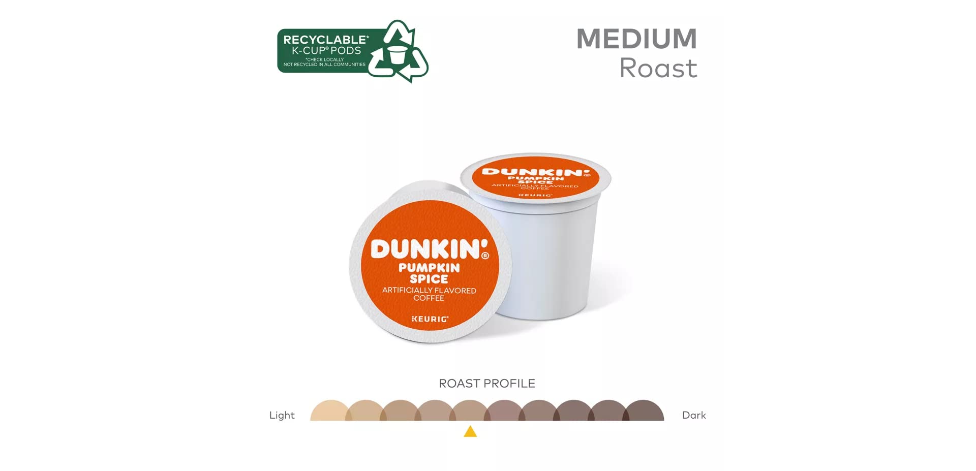 Dunkin' Donuts Pumpkin Spice K-Cup Pods - 22 Count, Keurig Compatible Coffee Pods for Fall & Holiday Season | Perfect for Home, Office & Gifts