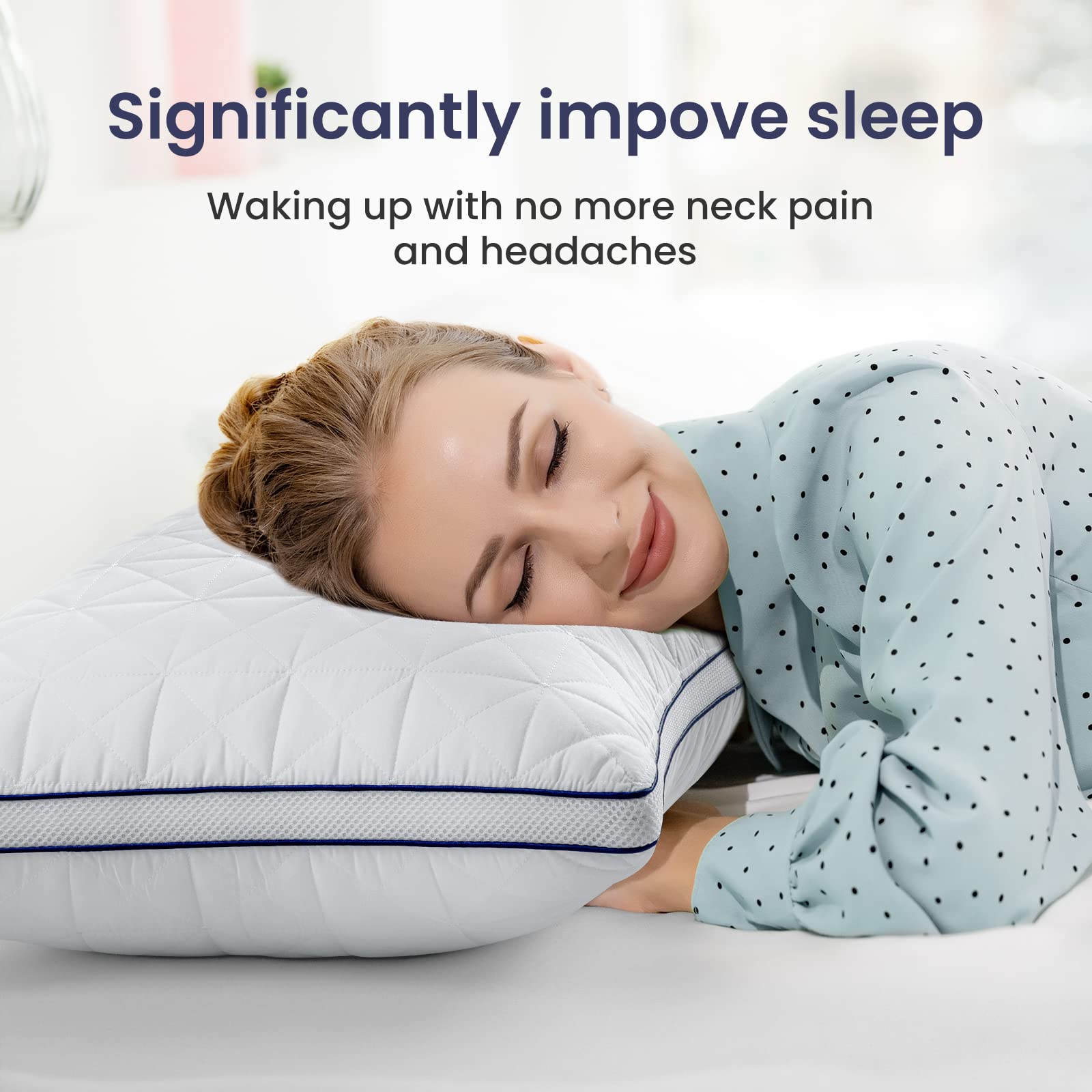 BedStory Queen Size Pillows 2 Pack - Hypoallergenic Down Alternative Pillows for Neck Pain Relief, Side, Back & Stomach Sleepers | Hotel Quality Bed Pillows for Ultimate Comfort | Perfect for Home, Office & Travel Use