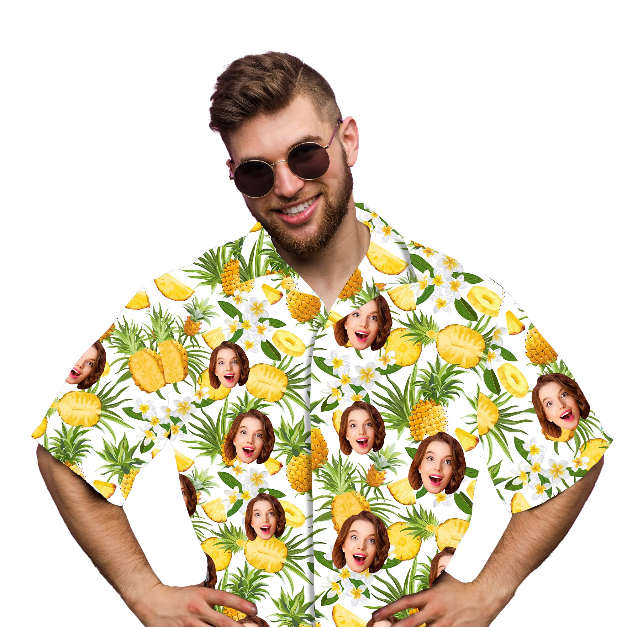Custom Two-Faced Hawaiian Shirt for Men - Personalized Tropical Aloha Shirt with Photo Print - Breathable Polyester Shirt for Vacation, Beach Party & Summer Outings