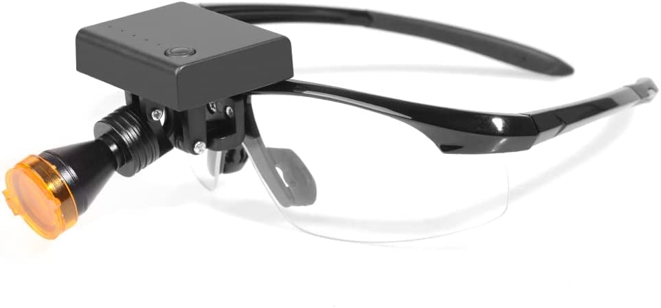 5W LED Dental Headlight with Glasses - All-in-One Optical Filter Set for Dental Loupes | Perfect for Dentists, Orthodontists & Oral Surgeons During Procedures