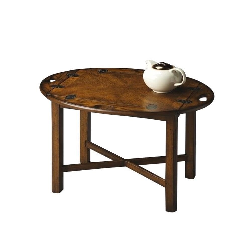 Vintage Oak Butler Specialty Masterpiece Oval Coffee Table - Elegant Living Room Centerpiece for Home Decor & Entertaining