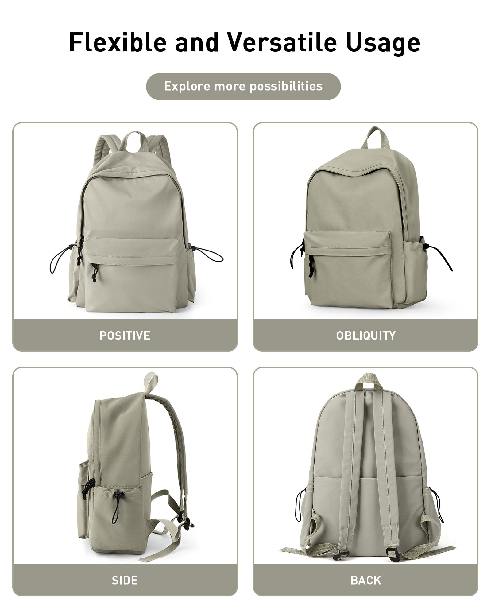 BJLFS Water Resistant School Backpack for Teens - Lightweight Green Book Bag for Middle & High School Girls & Boys | Perfect for Daily Use, Travel & Outdoor Activities