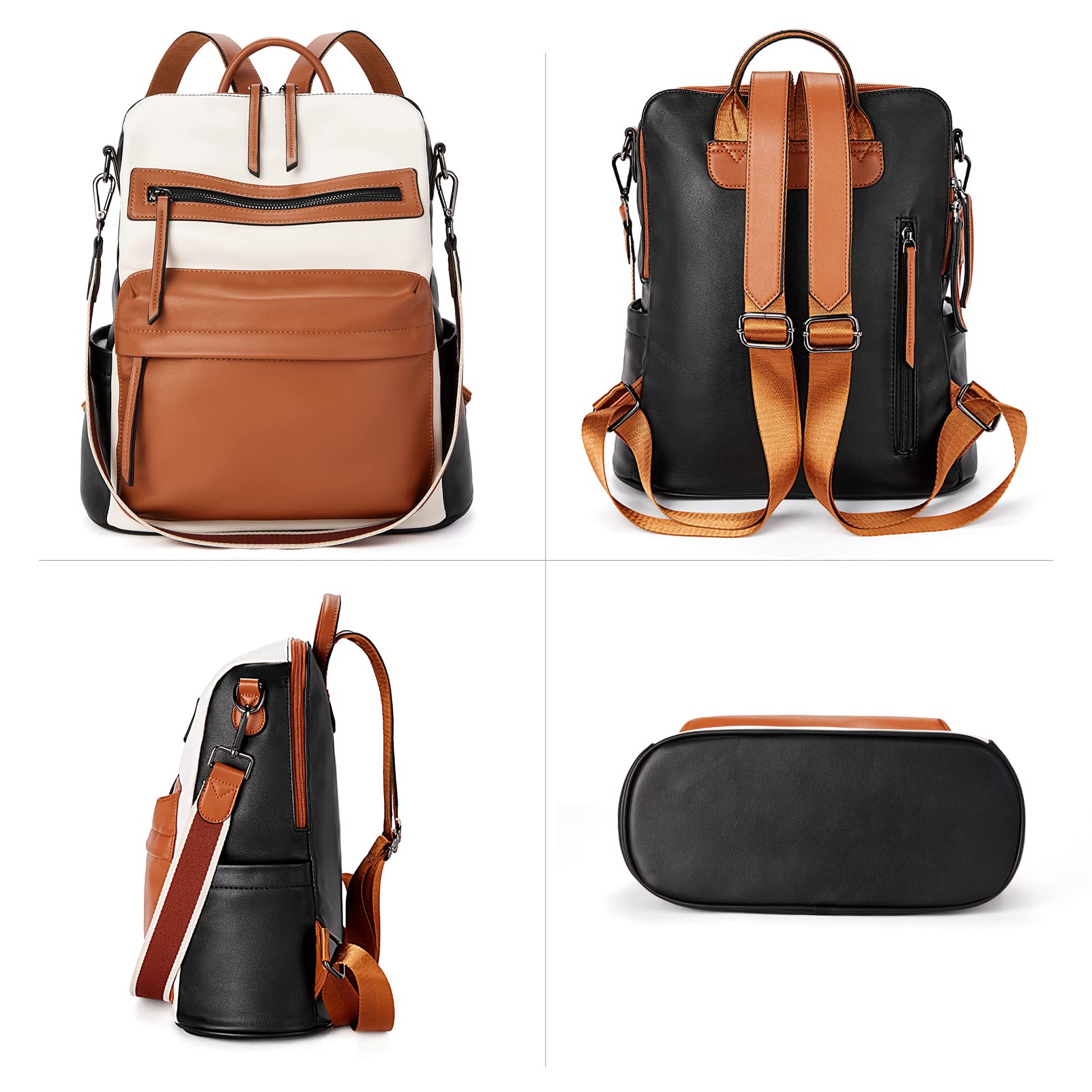 Stylish Women's Leather Backpack Purse - Large Designer Shoulder Bag for Travel, Work & Everyday Use | Fashionable & Durable BROMEN Handbag
