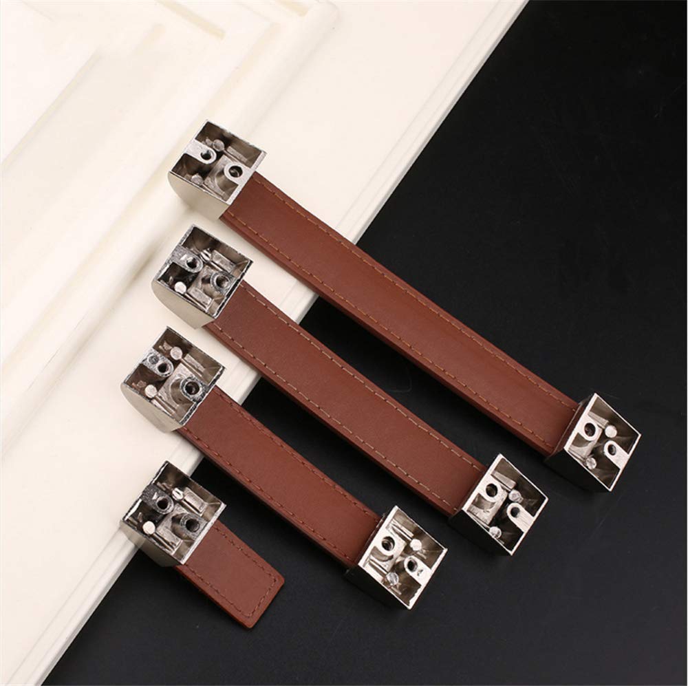 10-Piece Vintage Leather Drawer Handles - 160mm Hole Spacing for Wardrobes, Shoeboxes, Briefcases, Suitcases & Wine Cabinets - Antique Furniture Hardware for DIY Wooden Box & Cabinet Upgrades