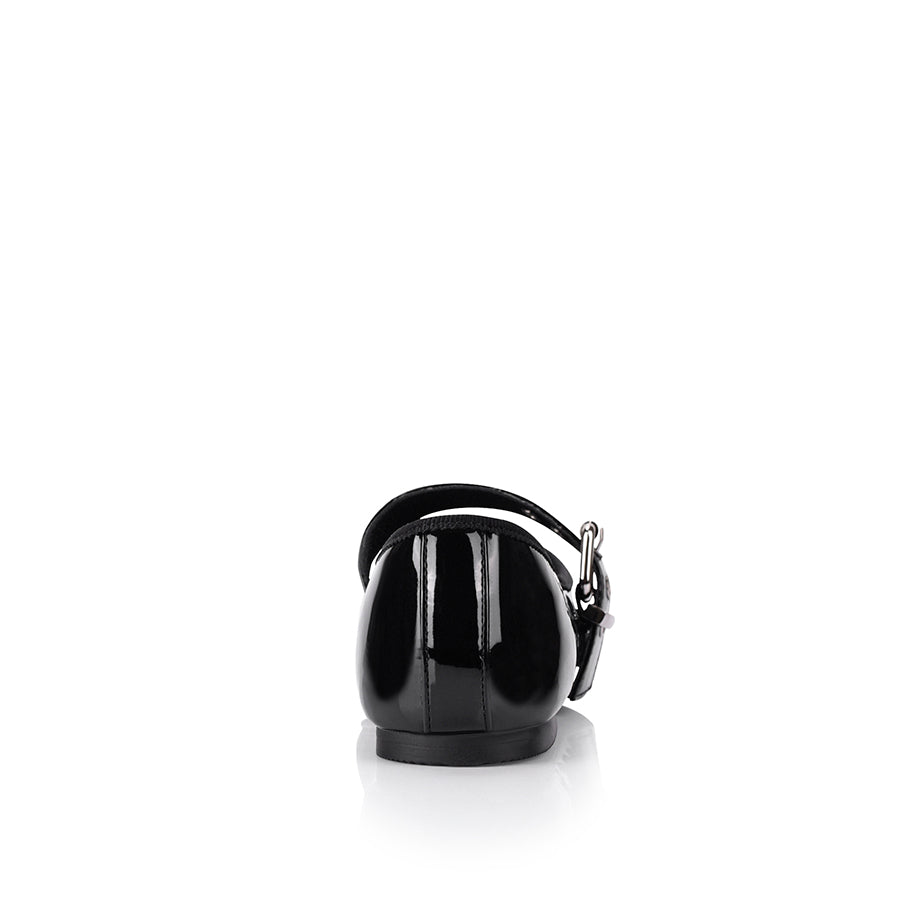 Banks Buckled Mary Jane Flats - Black Patent Leather Shoes for Women | Comfortable & Stylish for Work, Office, and Casual Outfits