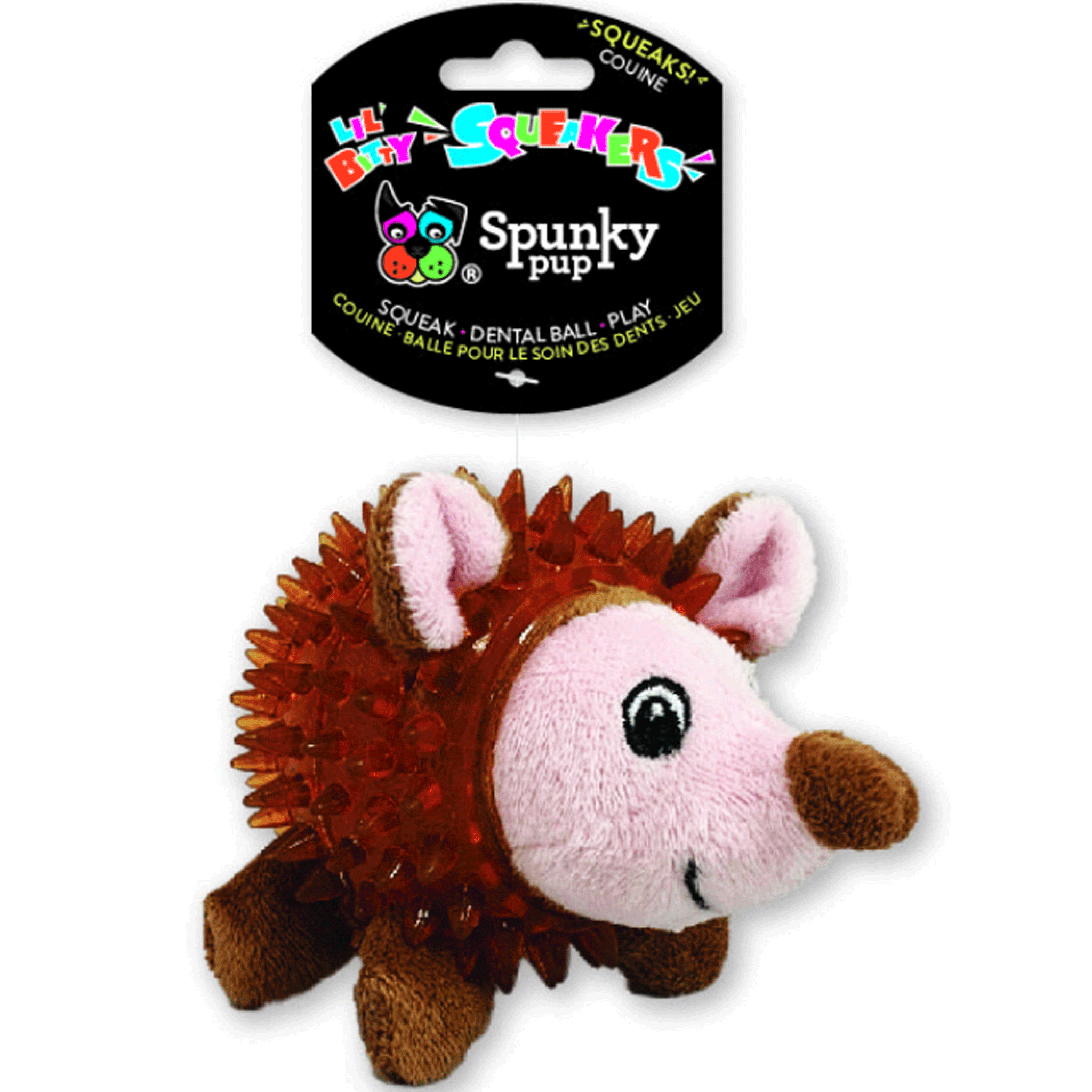 Spunky Pup Lil Bitty Squeakers Hedgehog Dog Toy - Cute Squeaky Plush Chew Toy for Small Dogs - Perfect for Playtime, Training & Cuddling