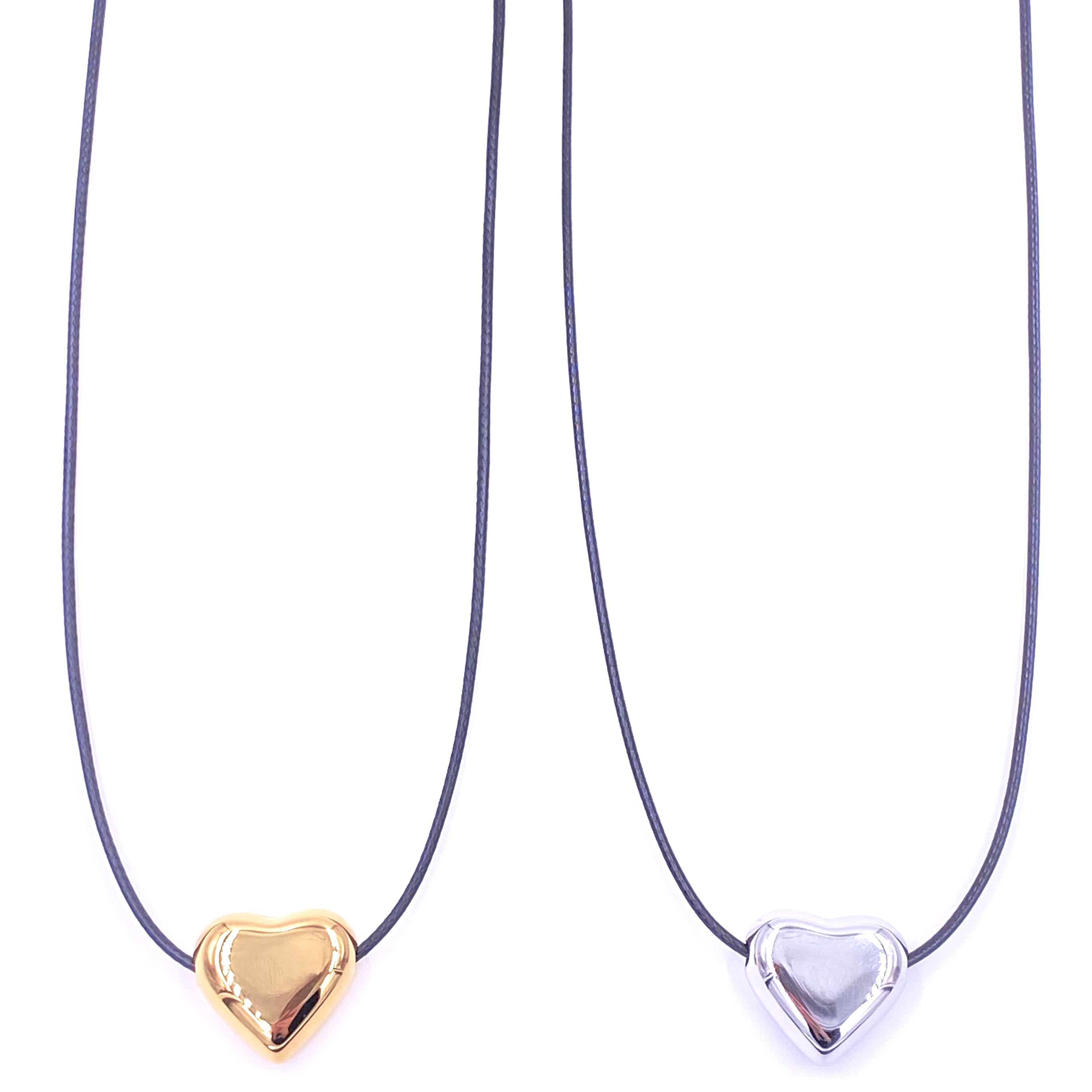 Ashley Gold Stainless Steel Puffy Heart Adjustable Rope Necklace for Women - Romantic Gift for Valentine's Day, Anniversary & Date Night
