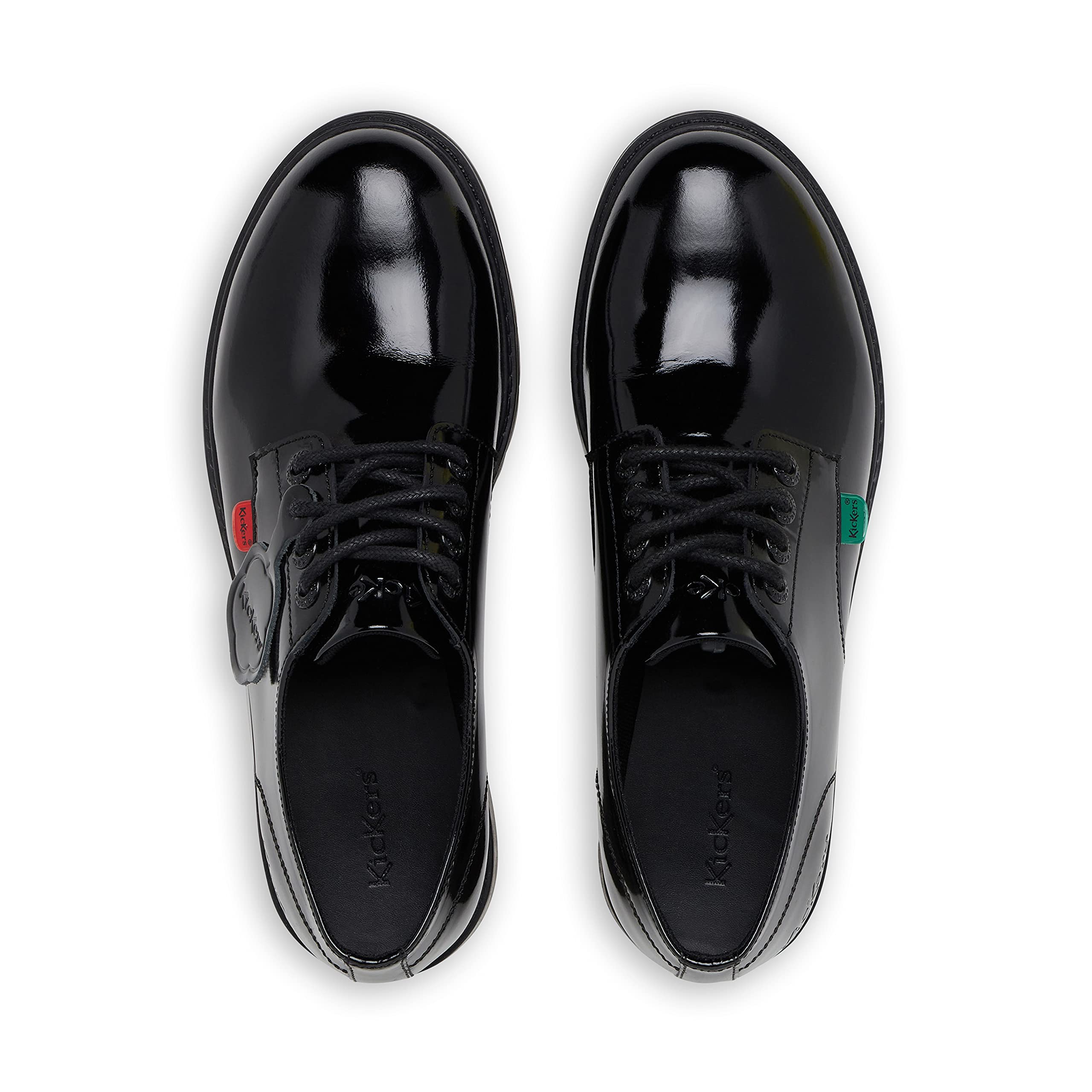 Kickers Women's Finley Lo Black Leather School Uniform Shoes - Comfortable & Stylish for School, Work & Casual Wear