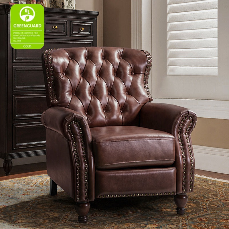 Premium Genuine Leather Oversized Recliner Chair for Living Room - Comfortable Lounge Chair for Home Theater, Reading Nook & Relaxation