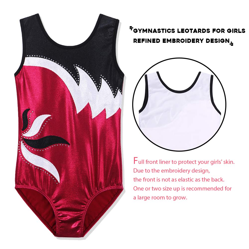 BAOHULU Girls Gymnastics Leotard - Sparkly Shiny Embroidery Dance Leotards for Kids & Children - Athletic Activewear for Ballet, Cheerleading & Gymnastics Practice