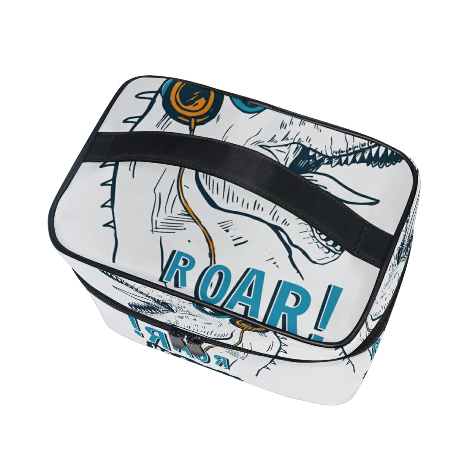 Dinosaur Music Roar Cosmetic Bag Organizer - Cute Zippered Makeup Pouch & Toiletry Case for Women & Girls - Perfect for Travel, School, or Daily Beauty Storage