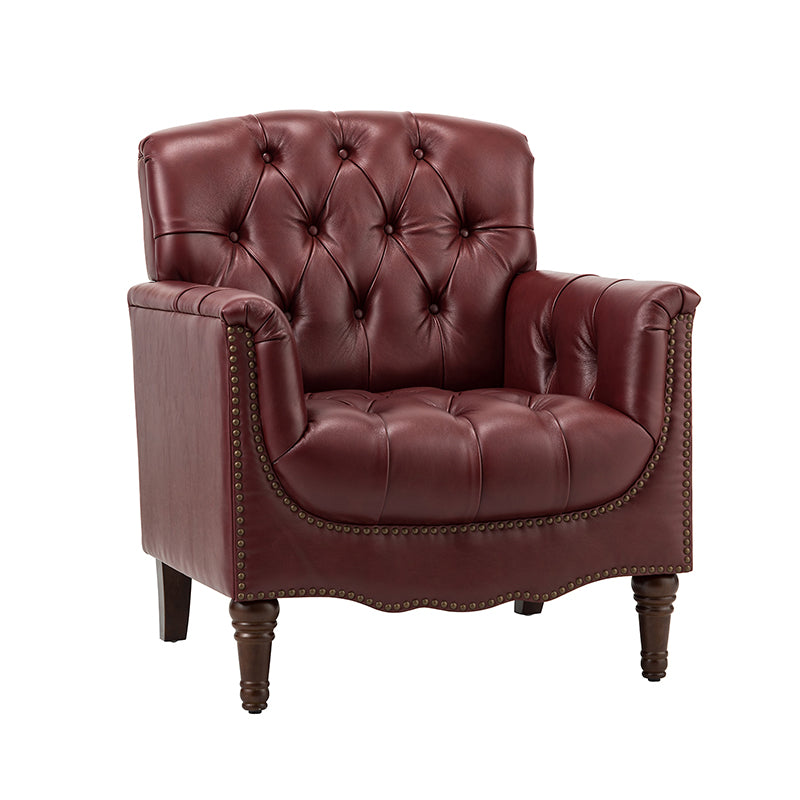 Premium Genuine Leather Armchair - Handcrafted Modern Lounge Chair for Living Room, Office & Study - Brown Leather Recliner with Solid Wood Frame - Perfect for Home Decor & Relaxation