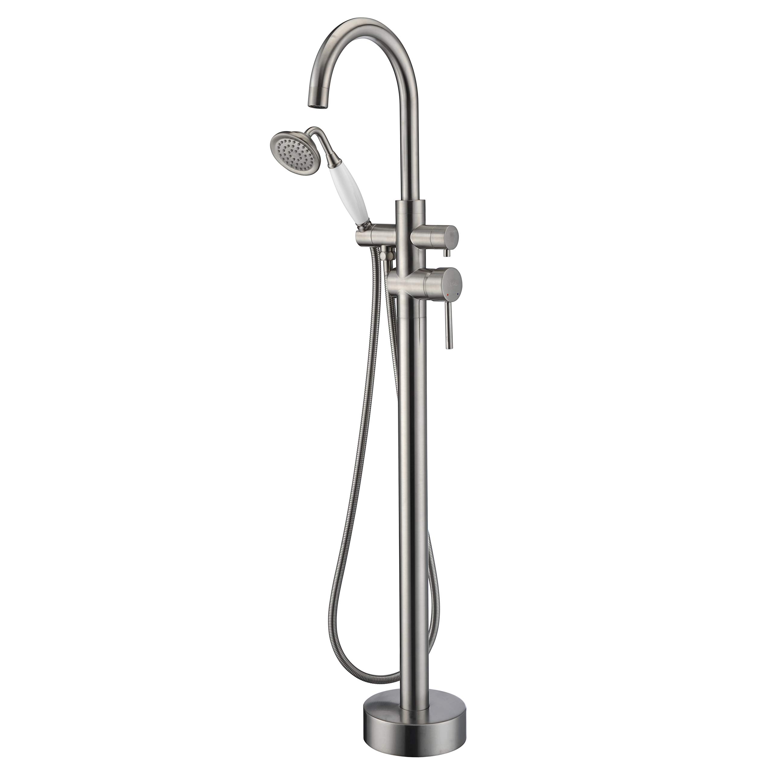 Freestanding Bathtub Faucet - Brushed Nickel Floor Mount Tub Filler with Hand Shower, High Flow Rate 11.9GPM - Perfect for Modern Bathroom Renovations and Spa-Like Relaxation