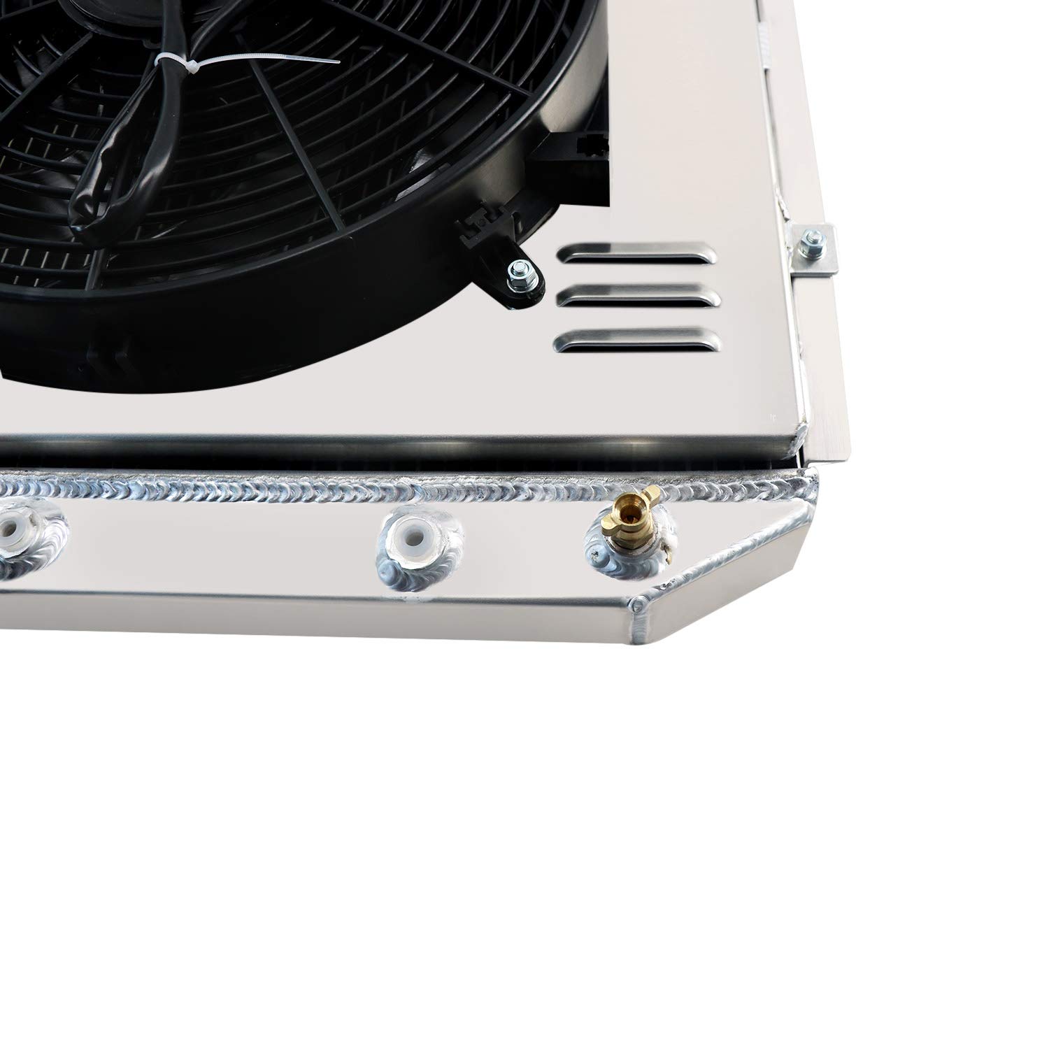 3 Row Aluminum Radiator with Shroud, Fan & Relay Kit - Compatible with 60-66 Ford Mustang/Ranchero & 64-65 Mercury Comet 2.4L 2.8L 3.3L L6/4.7L V8 Gas Engines - High-Performance Cooling for Street & Track Racing
