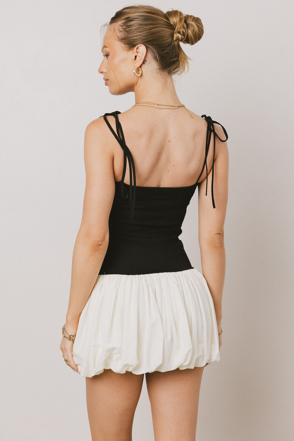 Emmaline Bubble Mini Dress - Women's Flirty Short Sleeve Party Dress for Night Out, Date Night & Summer Vacation