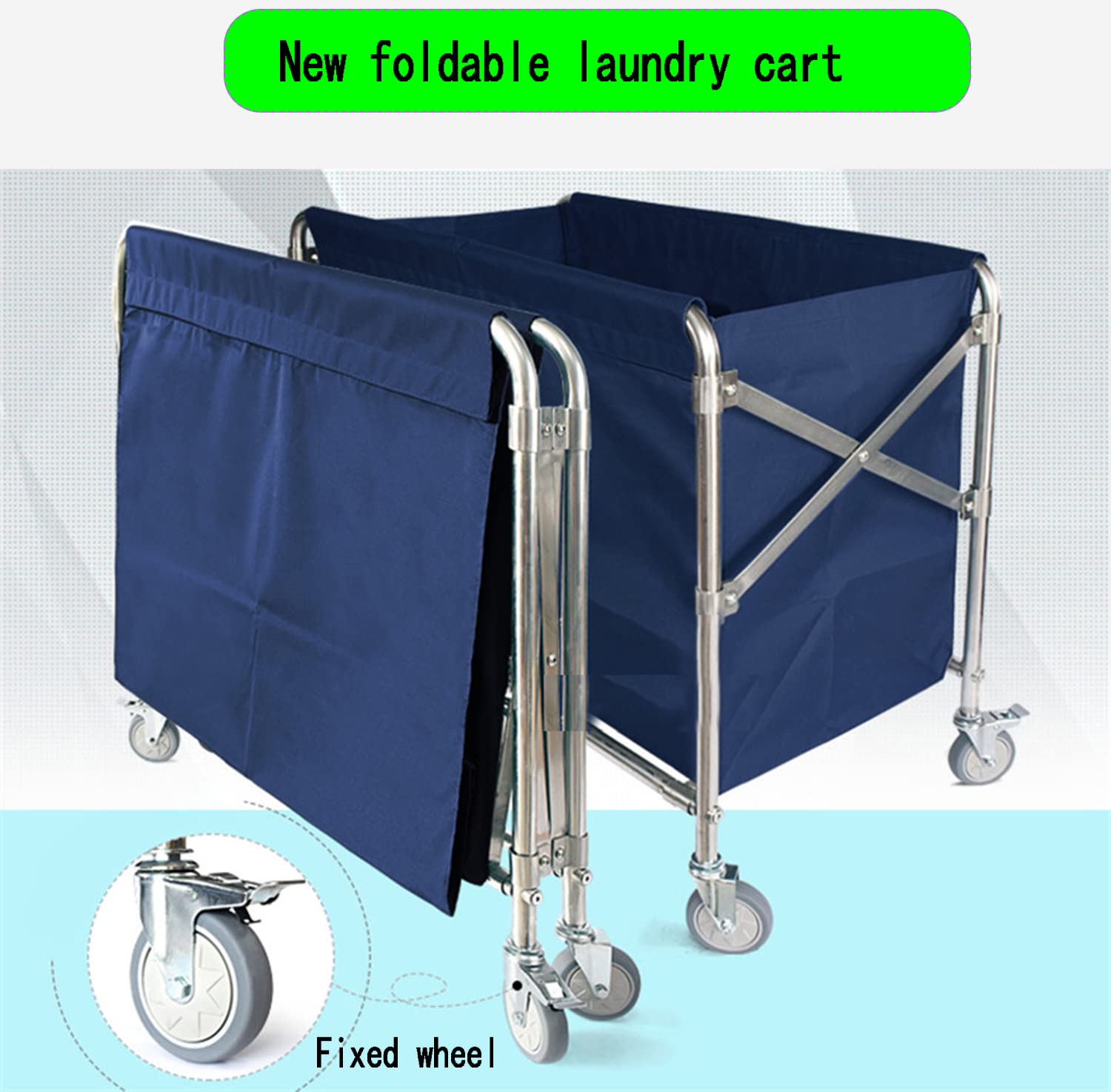 Heavy Duty 12 Bushel (400L) Industrial Laundry Cart with Wheels - Commercial Collapsible Rolling Laundry Hamper Basket, Waterproof & Durable for Home, Hotel, Hospital Storage & Organization - Perfect for Laundry Rooms, Housekeeping & Bulk Cloth Transport