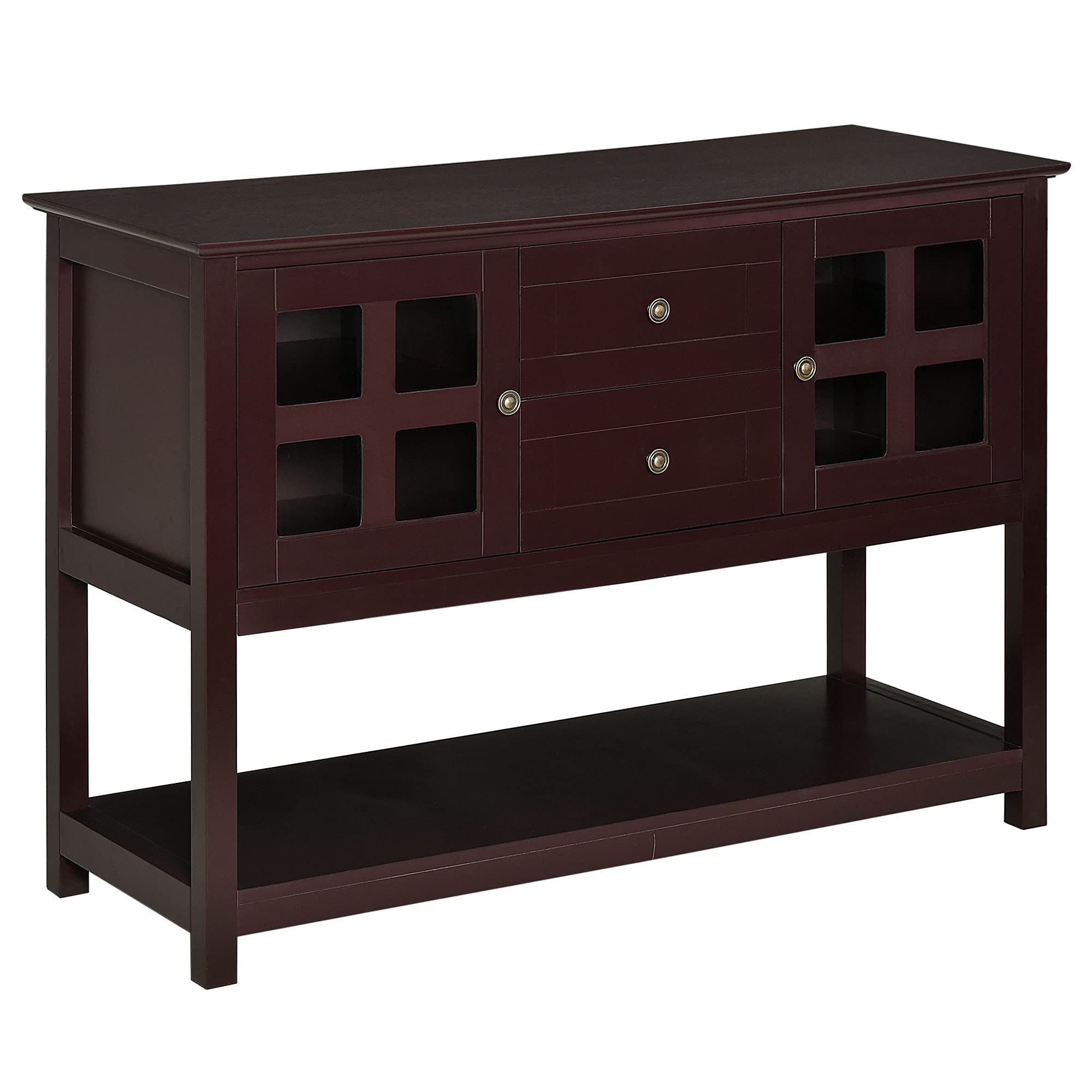 HOMCOM Coffee Bar Cabinet with Adjustable Shelves, Glass Doors & 2 Drawers - Kitchen Buffet Sideboard for Living Room, Espresso Bar & Dining Room Storage