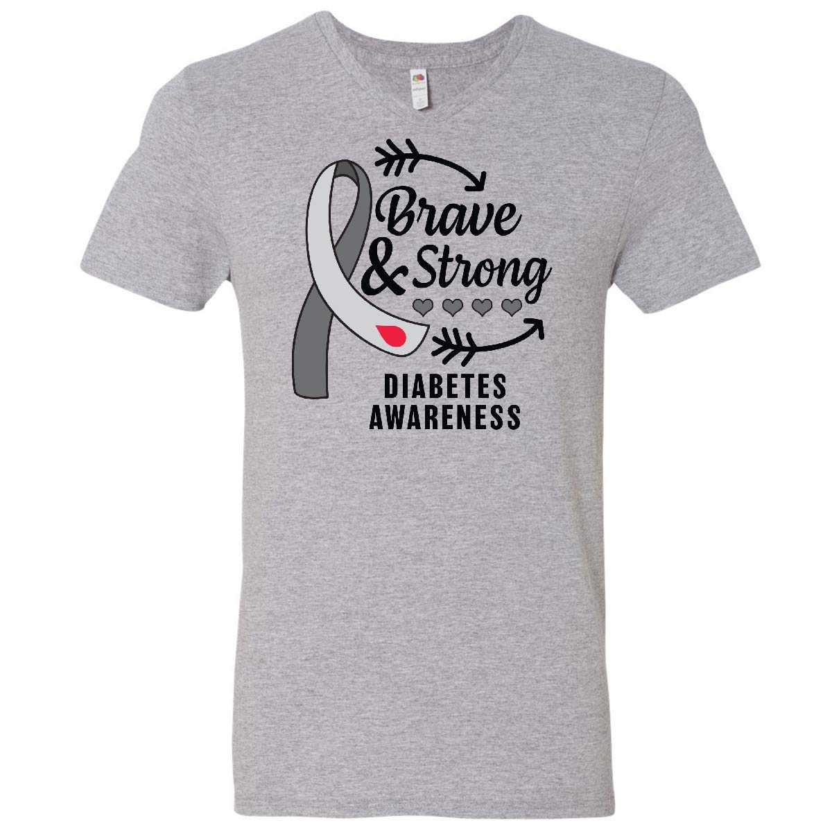 Diabetes Awareness Brave and Strong Men's V-Neck T-Shirt - Supportive & Motivational Tee for Men with Diabetes - Perfect for Fundraisers, Walks & Daily Wear