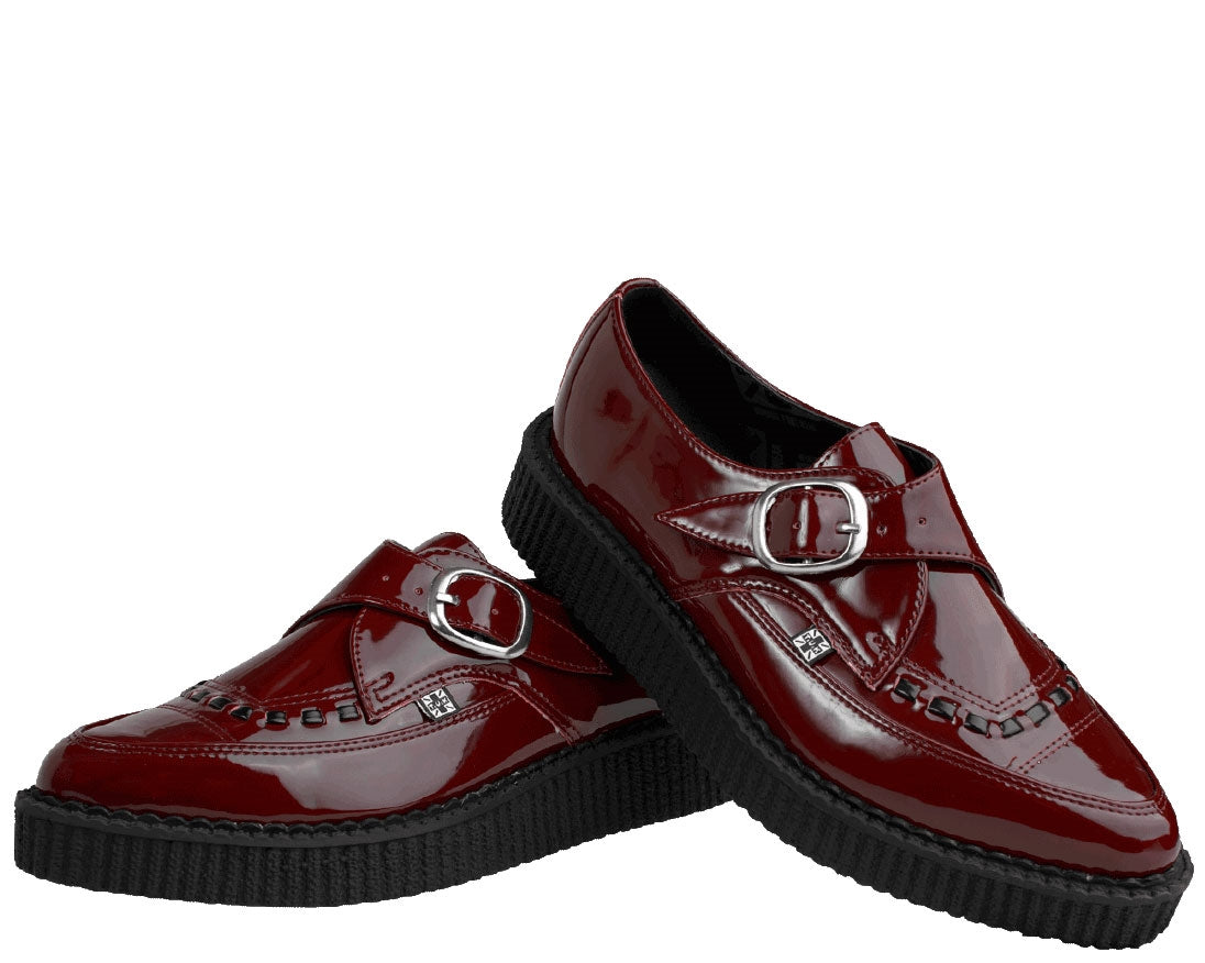T.U.K Burg Patent Leather Monk Strap Pointed Toe Creeper Shoes for Men & Women - Gothic Punk Rock Fashion for Concerts & Night Out