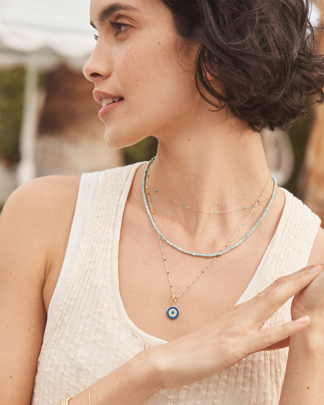 Evil Eye Capri Necklace for Women - Protection & Style - Perfect for Beach, Vacation & Everyday Wear