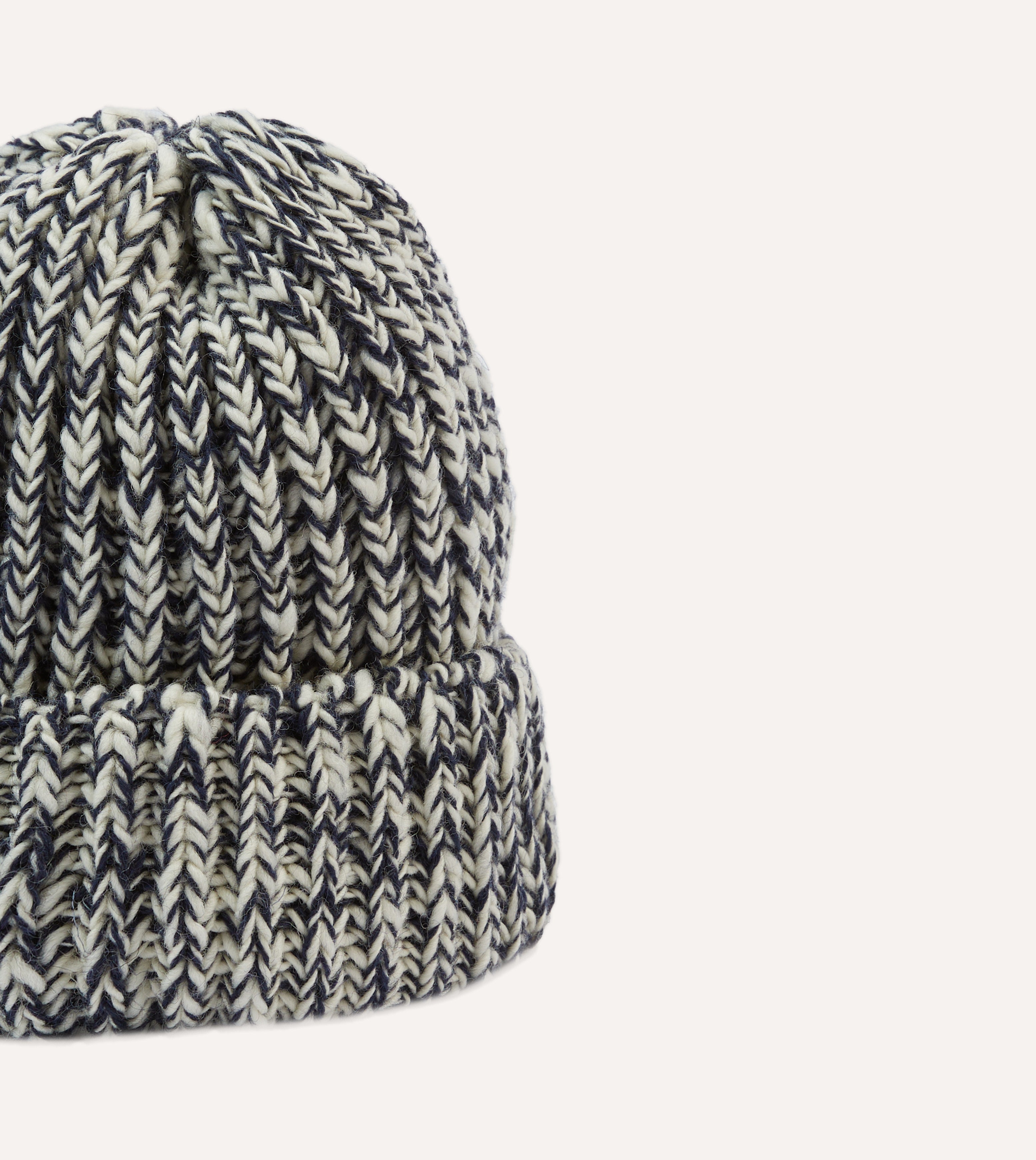 Navy Slub Wool Cable Knit Beanie - Warm Winter Hat for Men & Women - Perfect for Skiing, Hiking, and Outdoor Activities