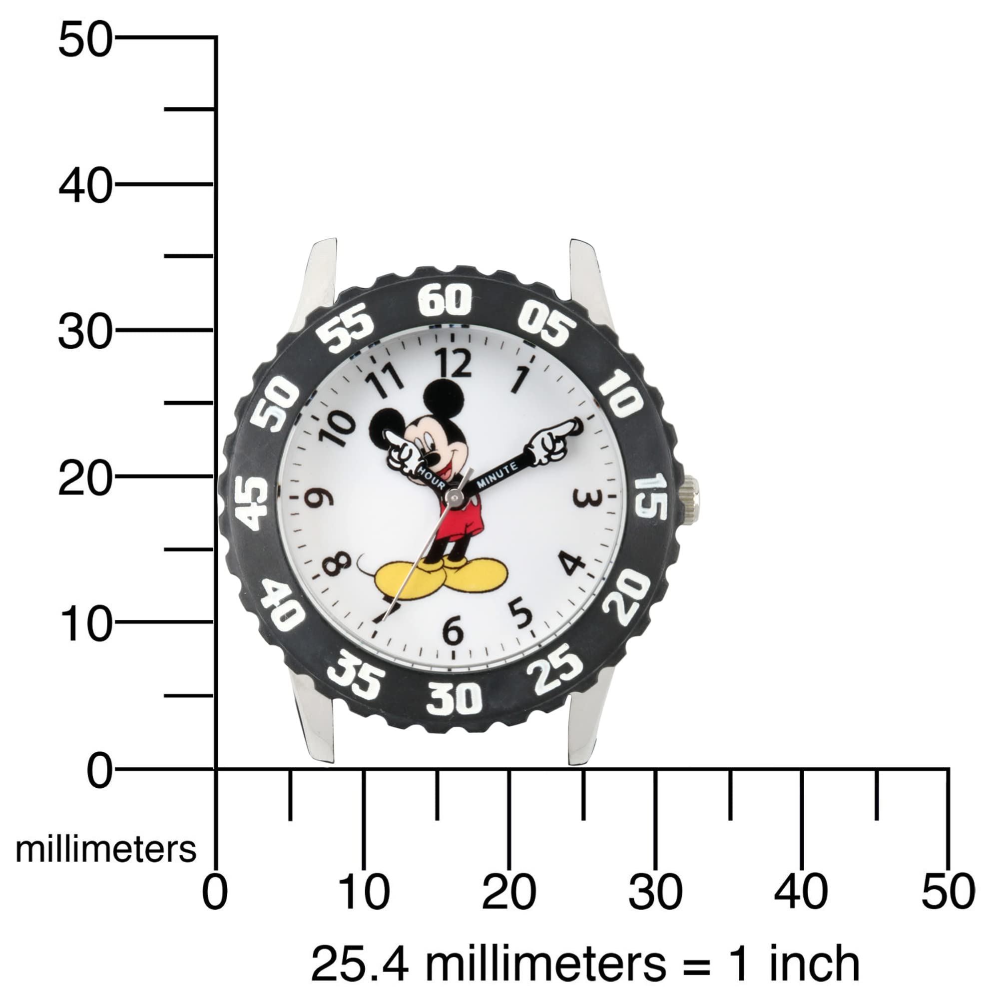 Disney Mickey Mouse Kids Watch - Stainless Steel Analog Time Teacher for School & Play