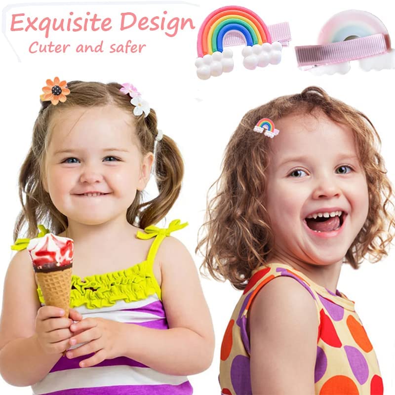 Shidara Cute Hair Clips for Girls - 10PCS Fashion Hair Accessories Set with Flower, Fruit, Rainbow & Animal Designs - Non-Slip Metal Snap Barrettes for Kids & Teens | Perfect for School, Parties & Daily Styling