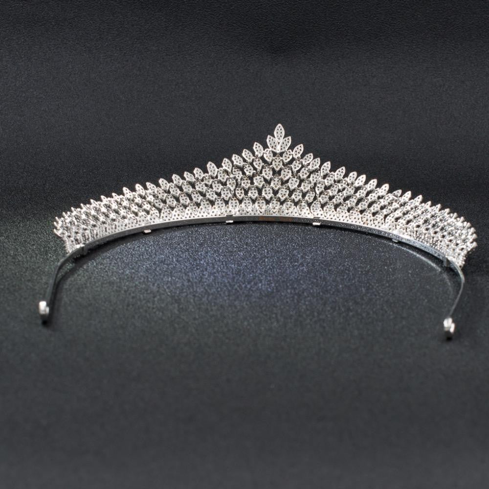 Elegant Cubic Zirconia Wedding Tiara - Bridal Hair Jewelry Crown for Bride (CH10188) | Perfect for Weddings, Prom, and Special Occasions