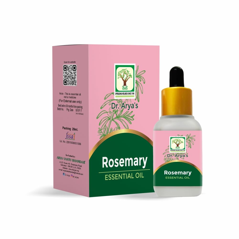 DR ARYA Rosemary Essential Oil for Hair Growth & Hair Fall Control - 20ml | Natural Hair Nourishment, Scalp Treatment & Relaxing Aromatherapy | Perfect for DIY Hair Care, Massage & Skin Therapy