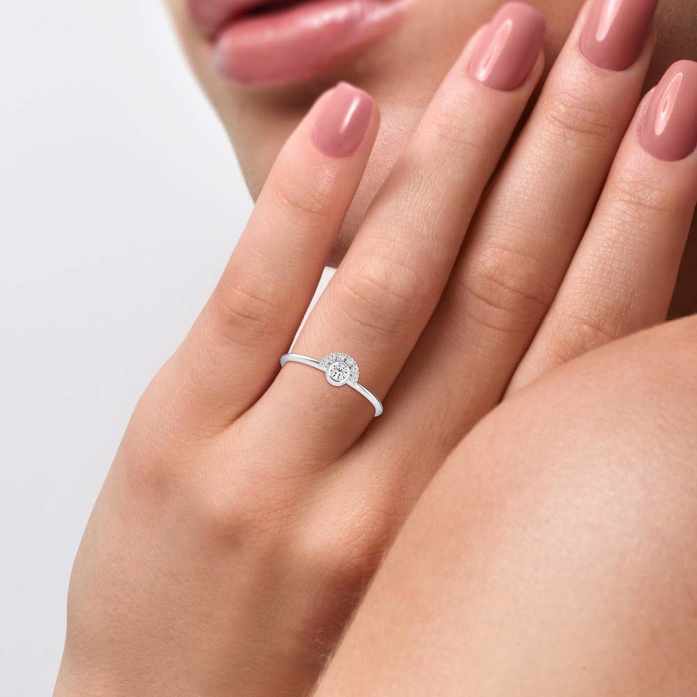 14K White/Yellow/Rose Gold Round Natural Diamond Bezel Set Wedding Ring for Women - 0.13 Ct IJ-SI Certified Bridal Promise Ring | Perfect for Engagement, Anniversary & Wedding Celebrations