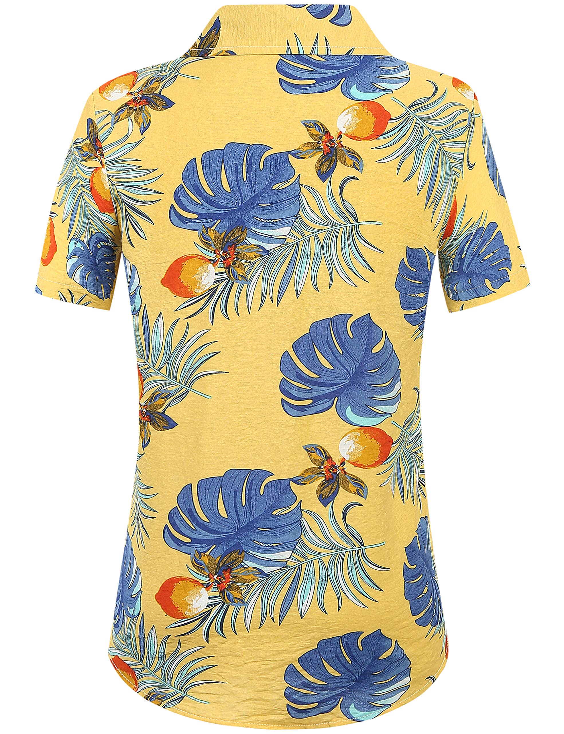 SSLR Women's Hawaiian Shirts - Floral Short Sleeve Button Up Blouses for Women | Tropical Vacation, Beach Party & Summer Outfits