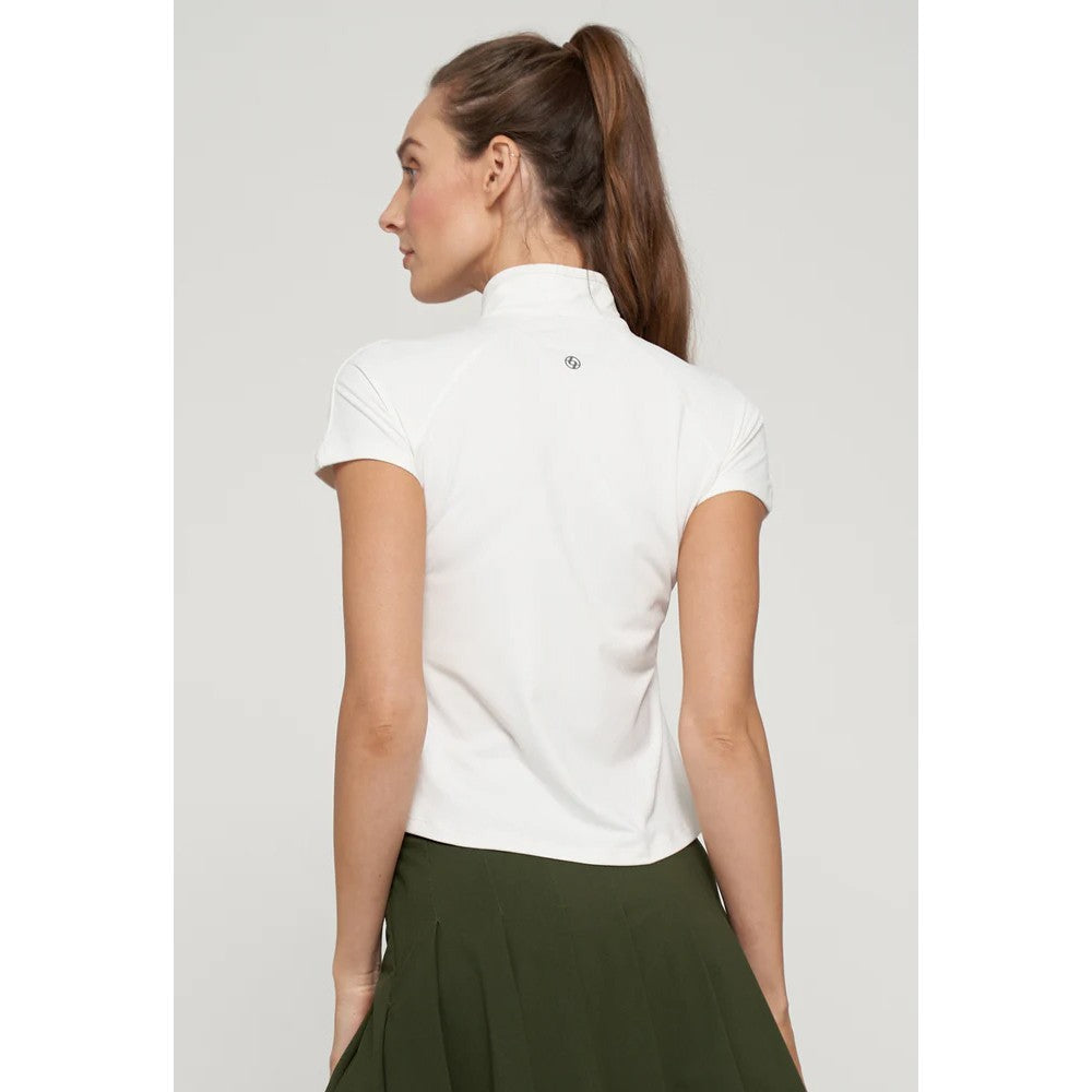 Lija Women's Sly Zip Mock Top - White | Stylish Casual & Work Blouse for Everyday Wear | Perfect for Office, Date Night & Weekend Outings