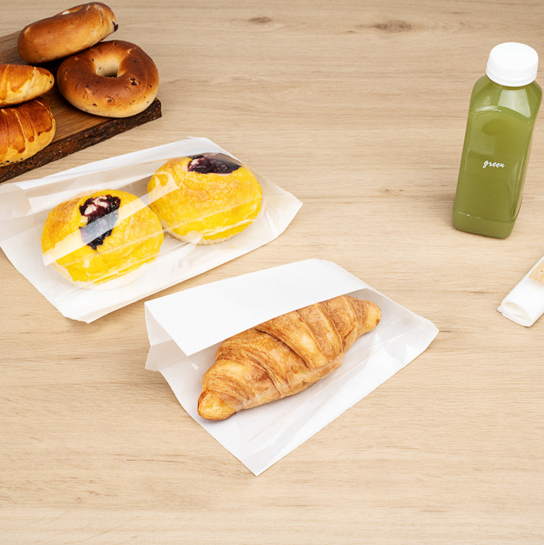 Premium White Small Bread Bags with Side Window - 4.75