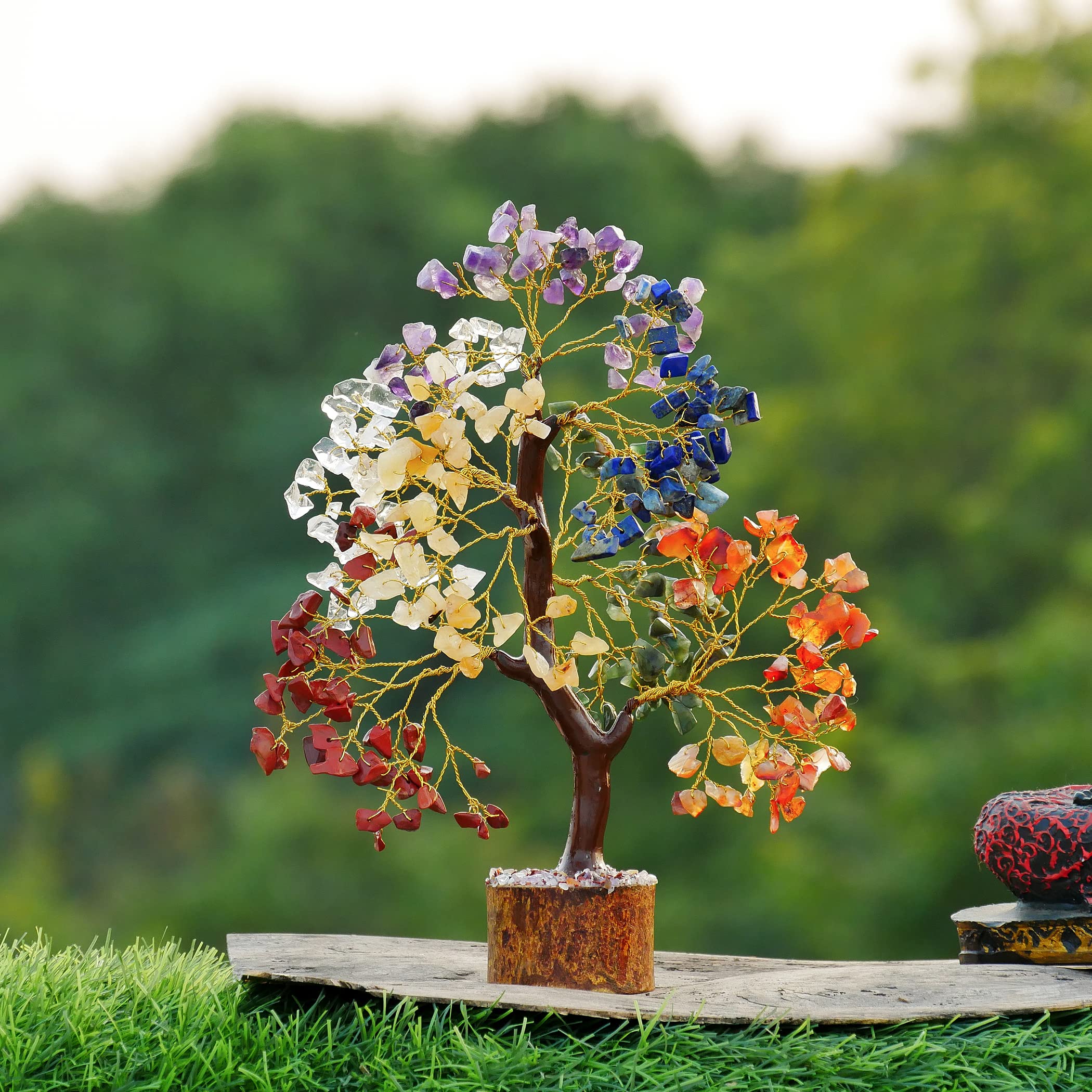 7 Chakra Tree of Life Decor with 300 Beads & Healing Crystals - Spiritual Meditation Accessories, Good Luck Office & Home Decor - Perfect Gift for Women, Housewarming, Birthday - Ideal for Yoga Studios, Meditation Spaces & Feng Shui Home Decor