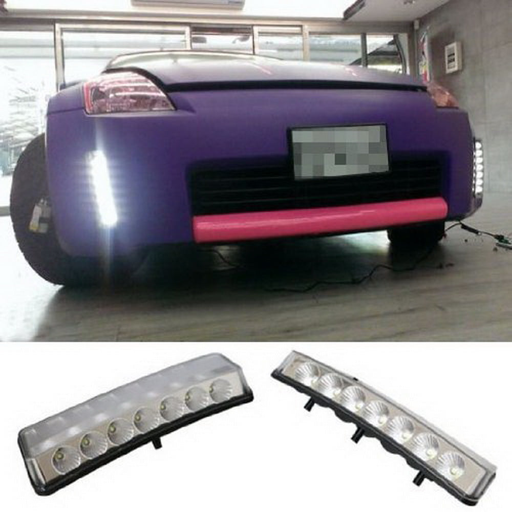 7 LED Clear Bumper Reflector Daytime Running Lights for 2003-2005 Nissan 350Z - DRL Replacement & Safety Enhancement for Night Driving & Car Customization