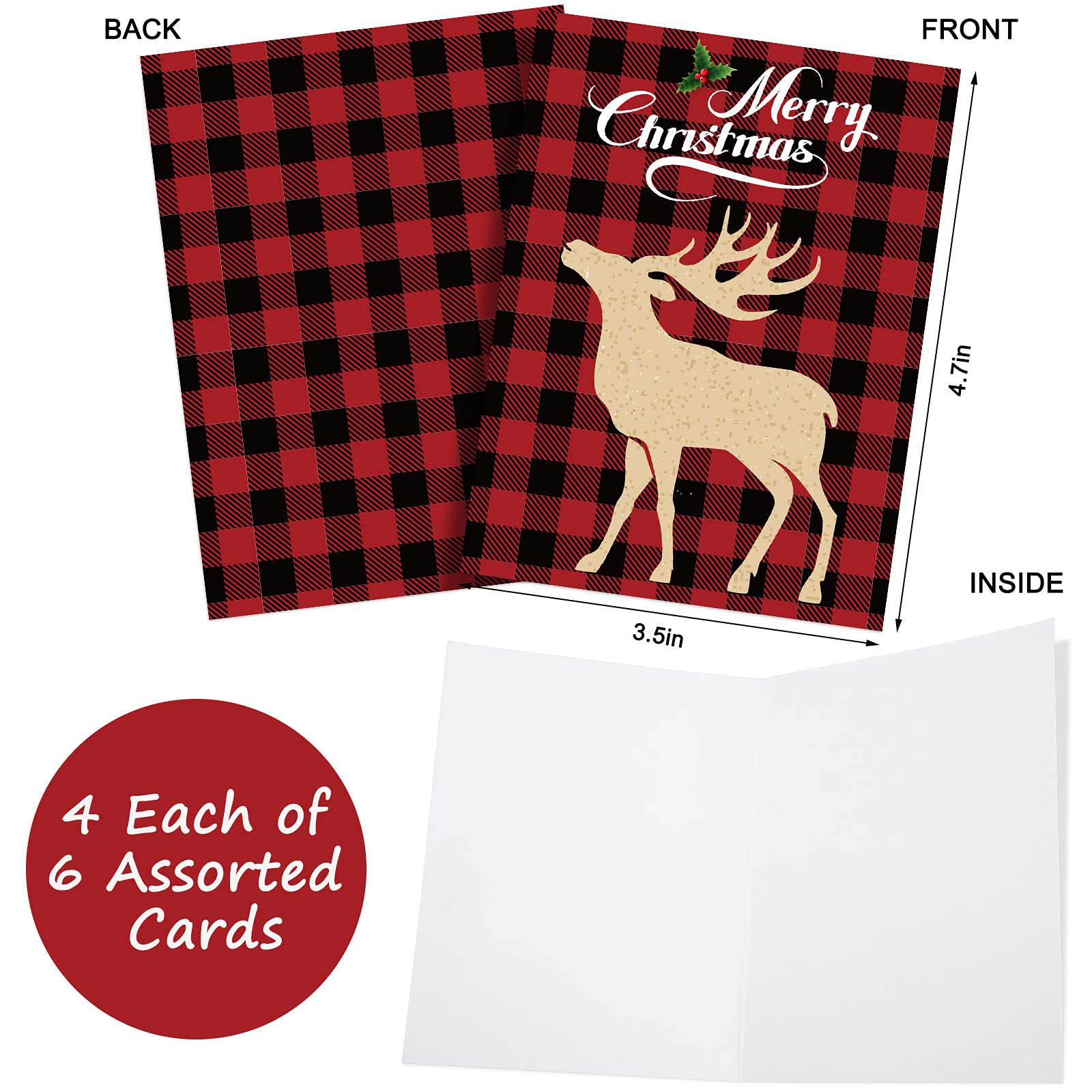 24 Sets Christmas Greeting Cards with Envelopes & Stickers - Blank Holiday Note Cards for Christmas Party, Xmas Decorations & Gift Wrapping - Perfect for Holiday Greetings, DIY Crafts & Festive Home Decor