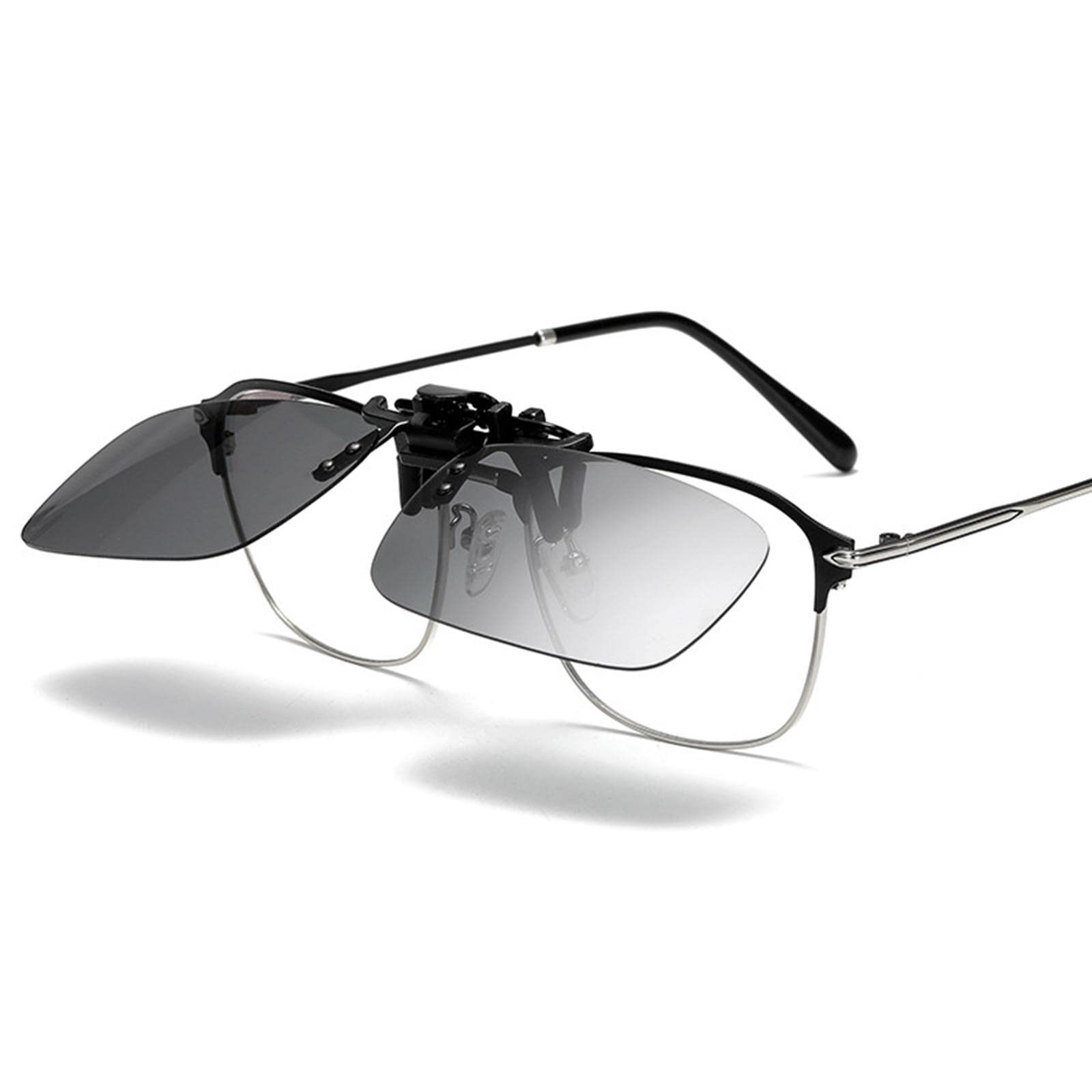 Polarized Clip-On Flip-Up Sunglasses for Men & Women - Rimless Over-Glasses Sun Shades for Driving, Holiday & Outdoor Activities