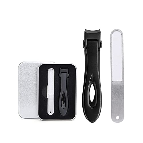 Extra Large Toenail Clippers for Thick Nails - 15mm Wide Jaw Opening Heavy Duty Nail Cutter with Nail File - Professional Fingernail Clippers for Men & Seniors (Black) - Perfect for Pedicures, Manicures & Elderly Foot Care