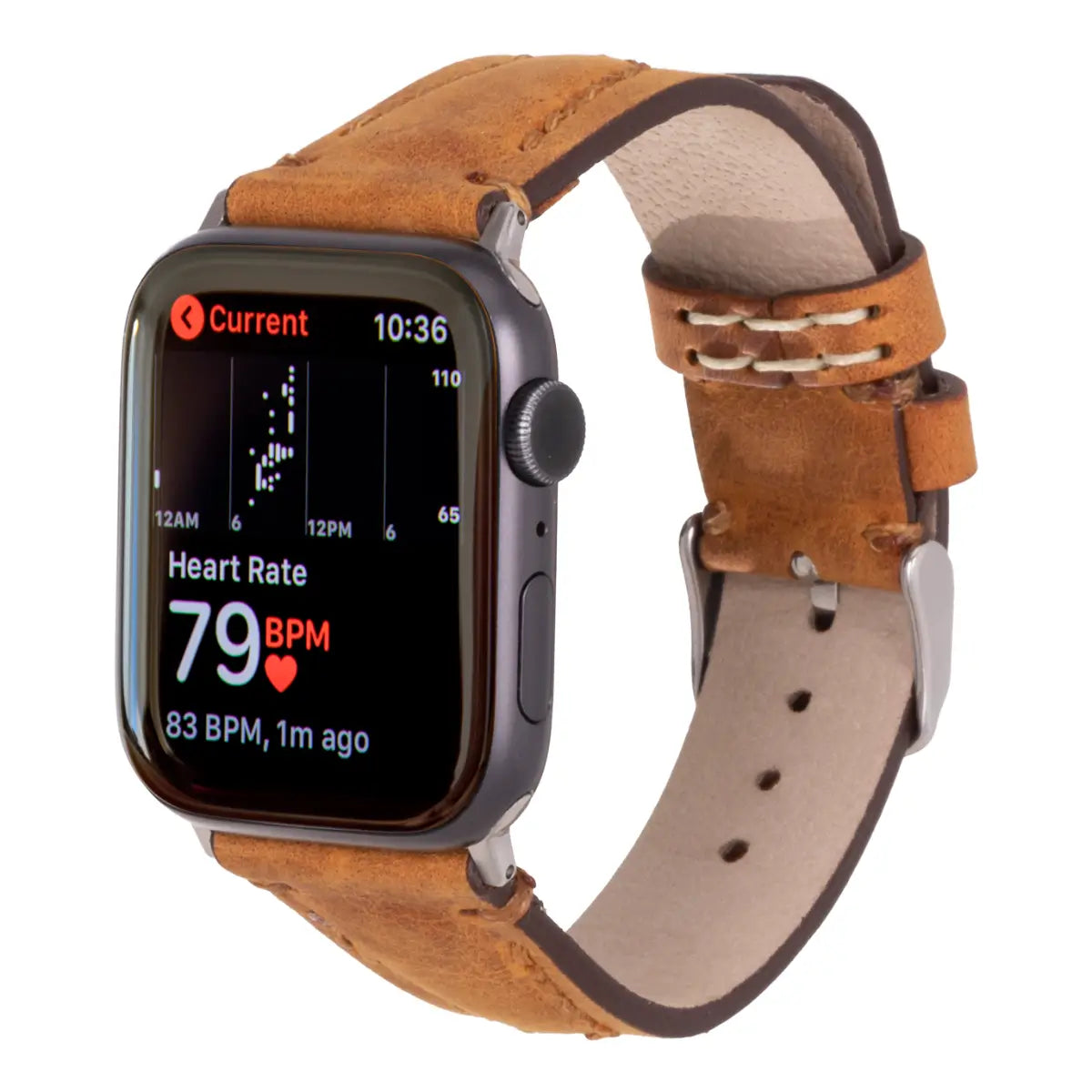 Premium Camel Brown Leather Sport Band for Apple Watch - Durable & Stylish Strap for Workouts & Everyday Wear (Avila Collection) - Perfect for Gym, Office & Casual Outings