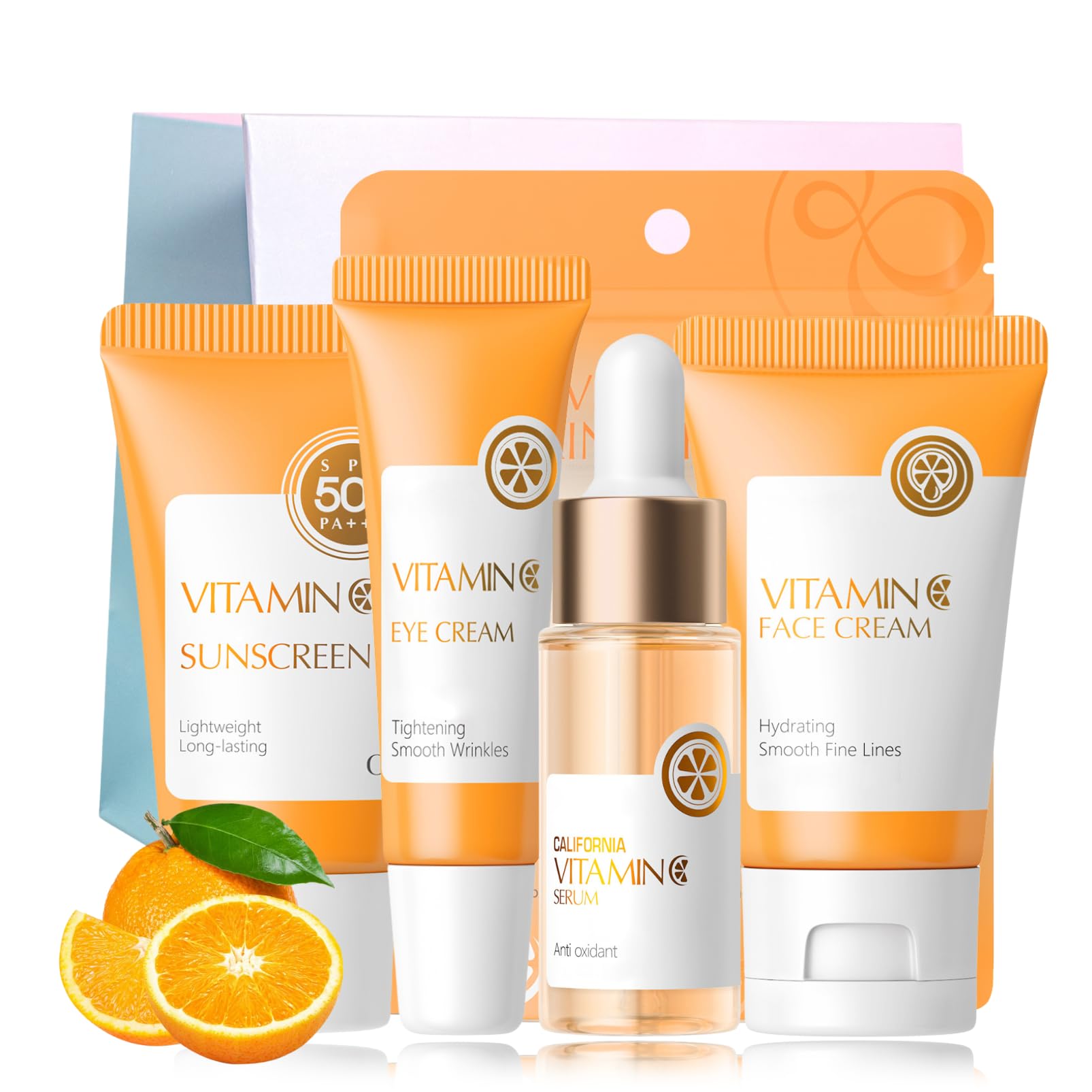 Vitamin C Skincare Kit for Girls 10-12 - Moisturizing Face & Eye Cream Set with Sunscreen & Serum - Perfect Easter Gift & Travel Essentials (4-Piece Set, Vitamin C Scent) | Daily Skincare Routine for Teens & Preteens