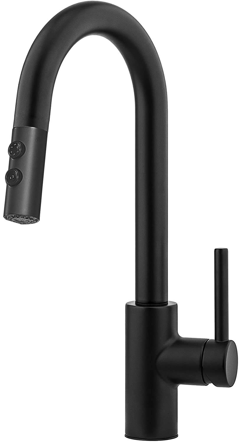 Black Kitchen Faucet with Pull Down Sprayer - Single Handle Pull Out Sink Faucet for RV, Farmhouse & Commercial Use | Durable & Stylish for Home, Restaurant & Outdoor Kitchens